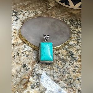 Silver Square Turquoise Pendant